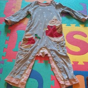 Baby Boden Pink and White Striped Onesie